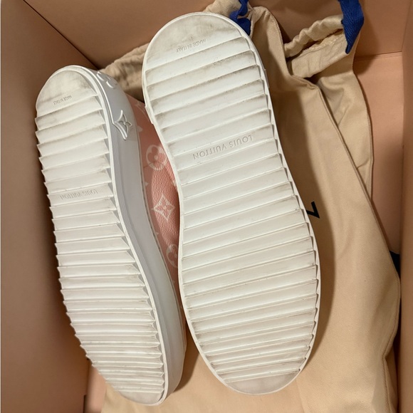 Louis Vuitton Pink & White Monogram Sneakers - Picture 4 of 8
